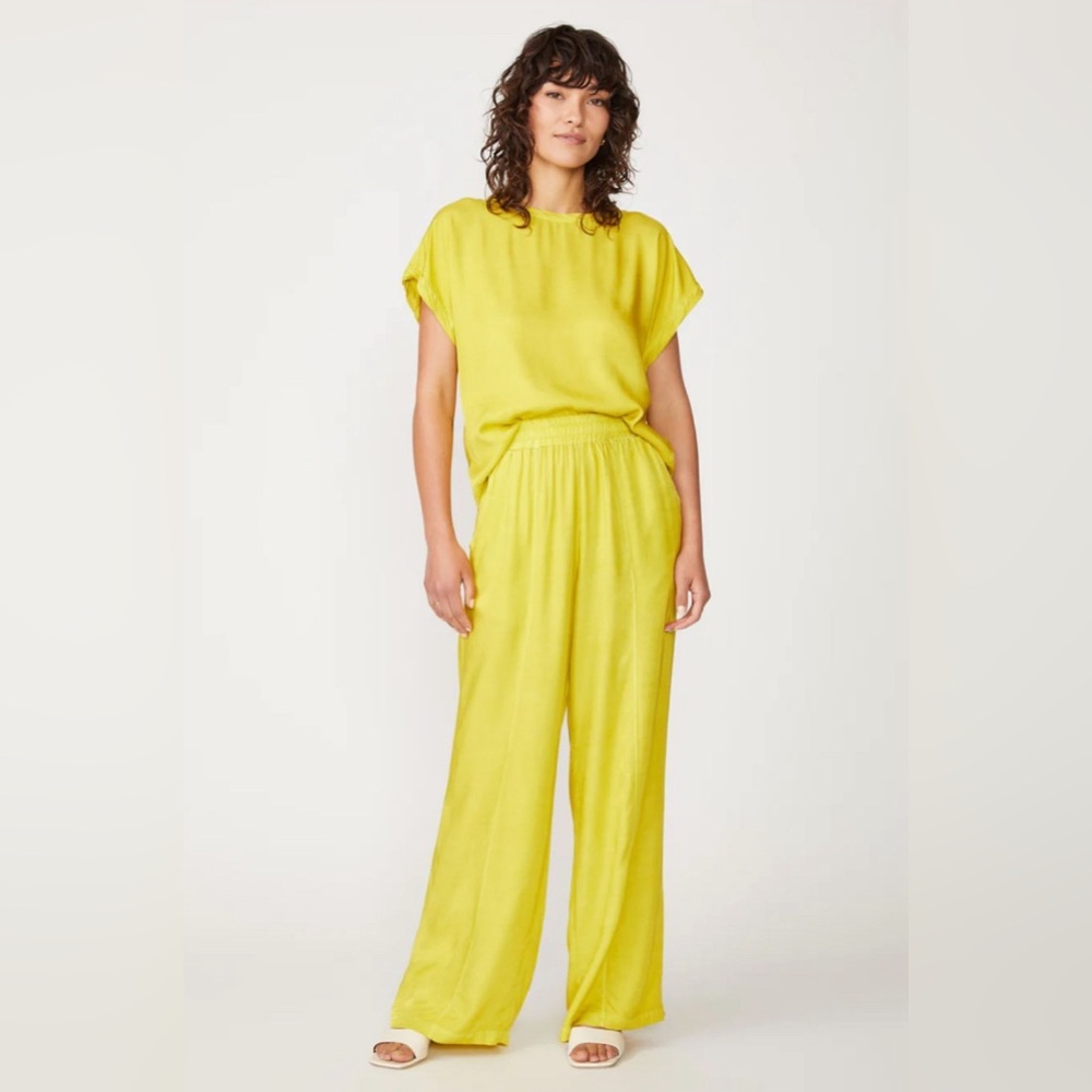 Stateside YLW Viscose Satin Wide-Leg Pants & Matching Top Set. $360 MSRP. SMALL
